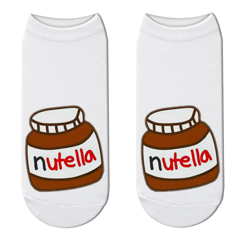 3D принтом Kawaii Nutella носки для девочек милые хлопковые с забавным Femme Повседневные
