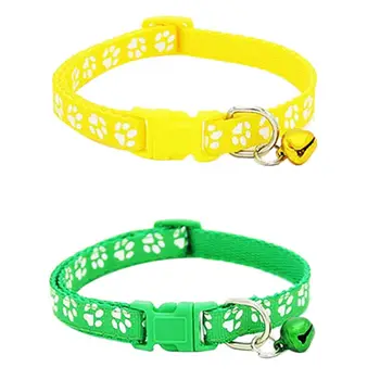 

2 Pack Adjustable Cat Collar with Bell, Fashion Paw Print Design Pet Collar, Safety Quick Release Breakaway Collar for Cats