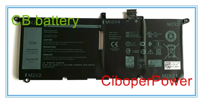 Оригинальное качество для 7,6 V 6500mAh 52Wh 0H754V DXGH8 батареи для 13 9370 FHD серии I5
