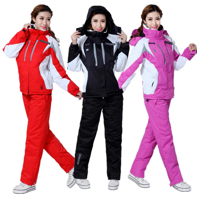 2020 Women Thicken Warm Windproof Winter Skiing Snowboard Set Ski Jacket +Pant Suits Female Ski Wear Waterproof Snow Skiing Suit