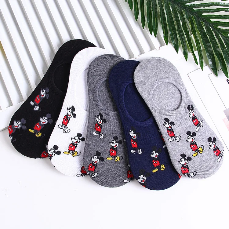 

Disney Men's Boat Socks Fashion Cartoon Mickey Simple Shallow Mouth Socks Wild Invisible Socks