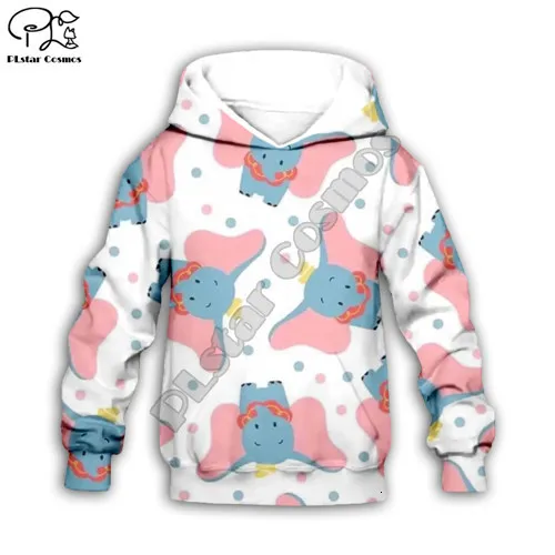 Kids hoodies Семейная одежда для детей, 3D толстовки с капюшоном пальто на молнии с принтом аниме Дамбо толстовка для мальчиков и девочек детская толстовка с капюшоном, шорты, штаны, футболка - Цвет: Kids hoodies