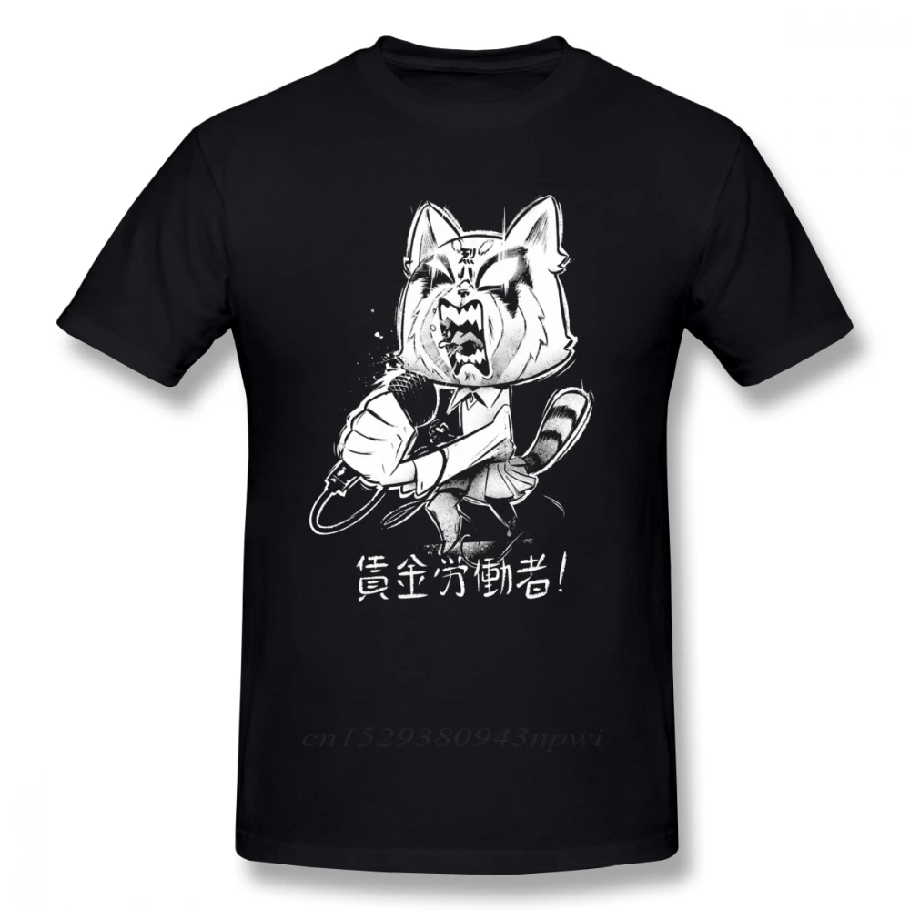 Футболка Aggretsuko мужская с коротким рукавом 100% хлопок милая Пляжная футболка