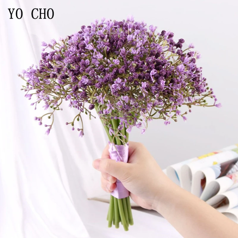 YO CHO свадебный цветок для невесты букет невесты babysbreathing букеты фиолетовый искусственный цветок babysbreathing свадебные аксессуары - Color: purple