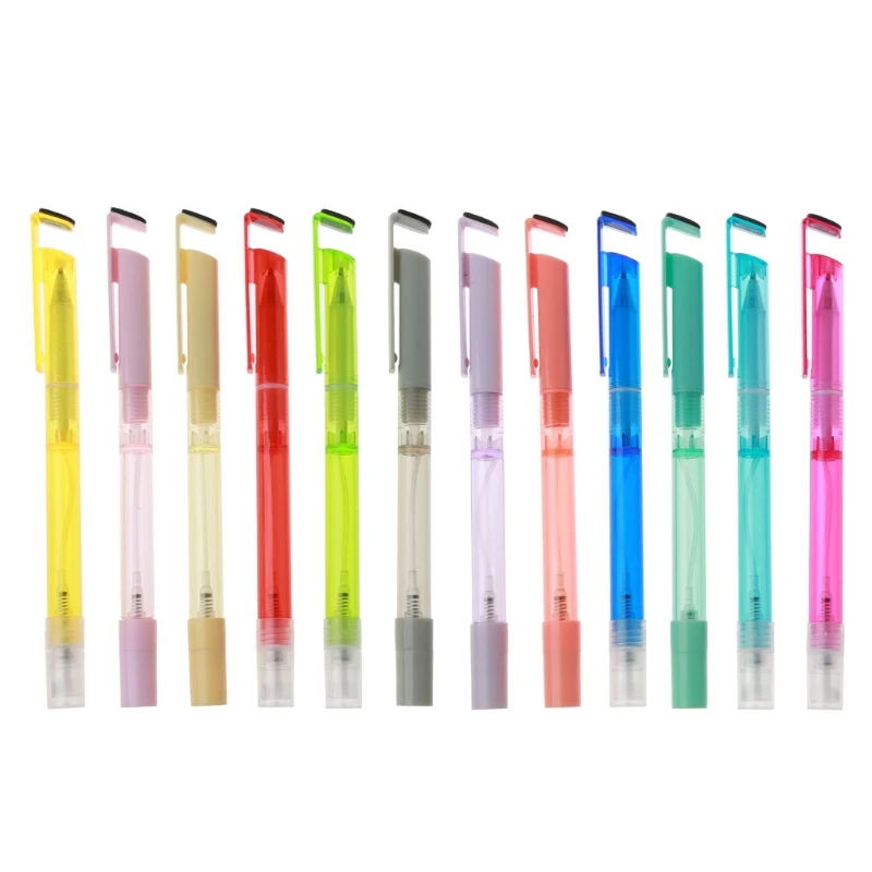 5Pcs Portable Refillable Mister Gel Pen Black Ink 3-in-1 Spray Bottles Phone Holder Stand Pens Wipe Screen Cleaning | Канцтовары для