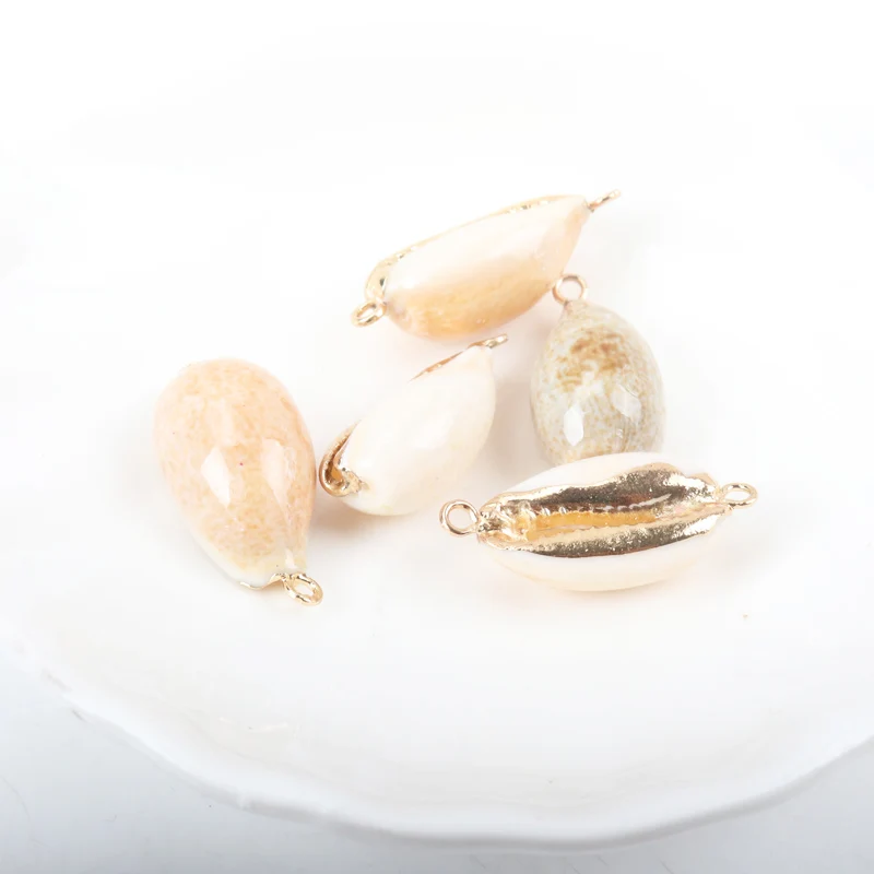 Gold plating Aquarium Beach Nautical DIY conch Colorful Natural Seashells Decorations Scallop conch Crafts Decor Ornament 5Pcs
