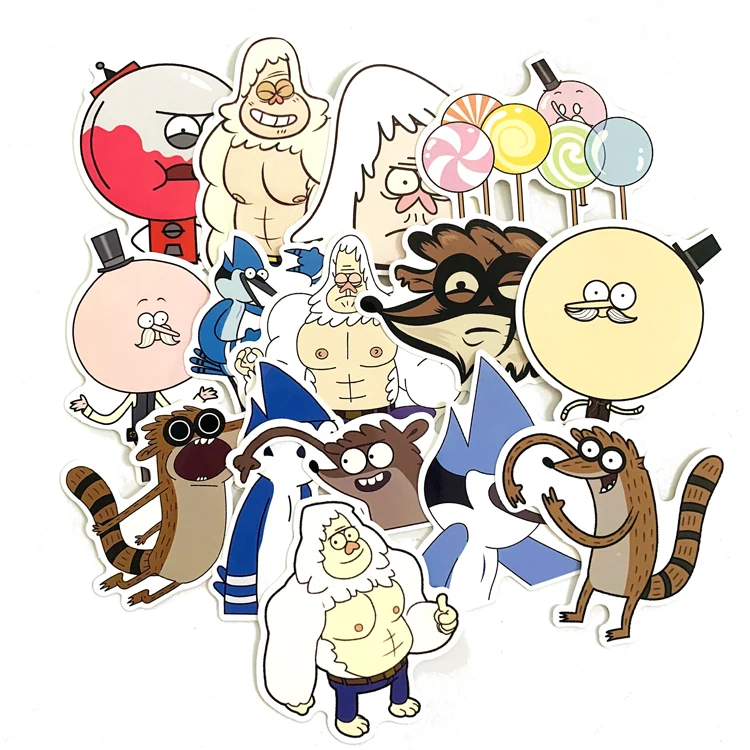 

15PCS American Funny Animation Regular Show Sticker For Backpack PVC Skateboard motorcycle helmet Car Styling Car Accessories