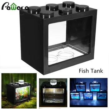 

Betta Fish Mini Aquarium Creative Building Block Aquarium for Home Office Tea Table Decoration Baby Feeding Small Building Bloc