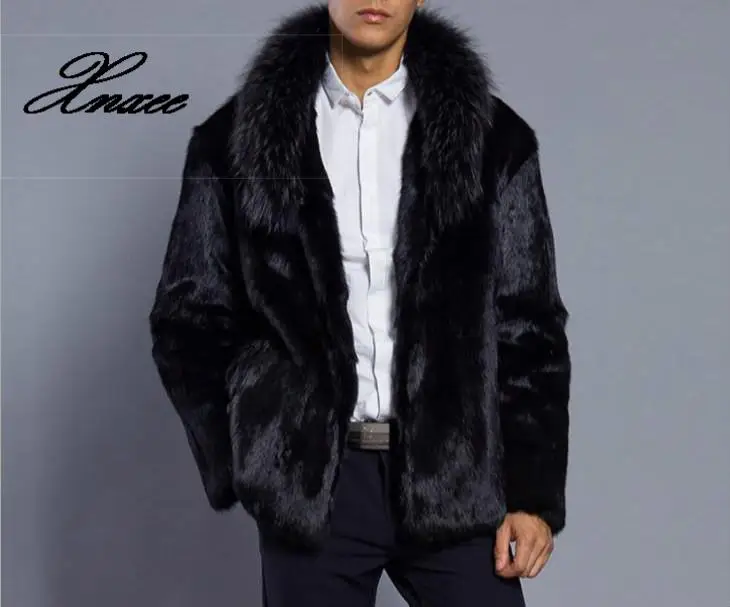 

Xnxee Autumn faux mink leather jacket mens winter thicken warm fur leather coat men slim jackets jaqueta de couro fashion black