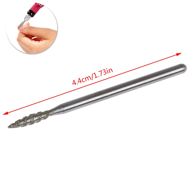 1PCS Electric Nail Drill Bits For Manicure Machine Diamond Spiral Milling Cutter Pedicure Clean Bit Nail Files Accessories Tool