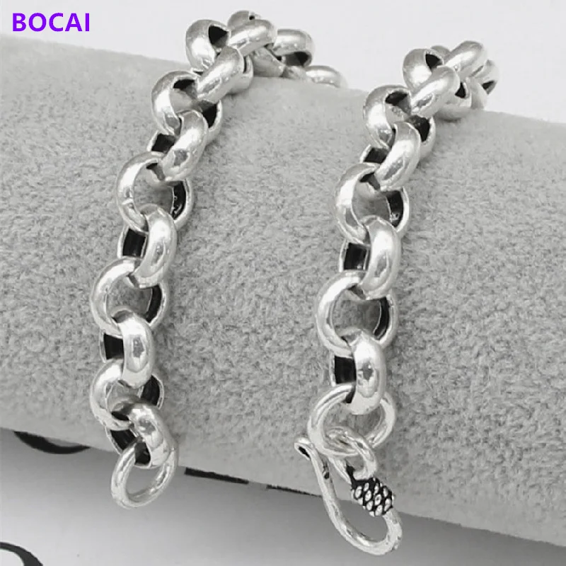 100% S925 Sterling Silver Charm Bracelets 2021 New Fashion 10mm O Chain  Pure Argentum Hand Jewelry For Men And Women Lovers
