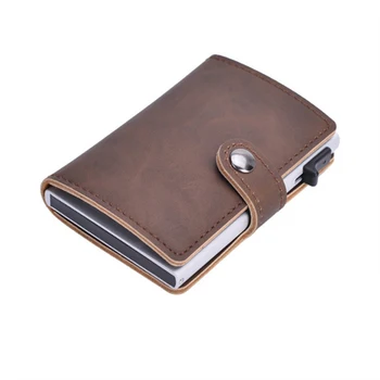 

YAMBUTO RFID Blocking Card Holder PU Leather Card Wallet Aluminum Single Box 2020 Fashion Bank Card Holder for Men and Women