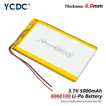 

3.7V 5000mAh 6060100 Polymer Lithium LiPo Rechargeable Battery For MP4 GPS PSP DVD PAD e-book tablet pc power bank Laptop mobile