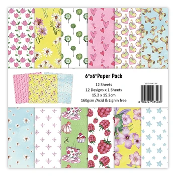 

KLJUYP 12 Sheets Flowers Scrapbooking Pads Paper Origami Art Background Paper Card Making DIY Scrapbook Paper Craft