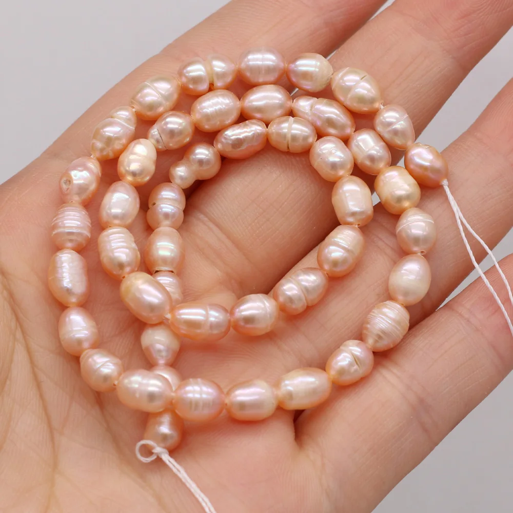 Natural Freshwater Pearl Beads Rice Shape 100% Real Pearls Bead for Jewelry Making DIY Women Bracelet Necklace Earrings
