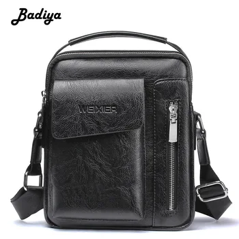 

Casual Men Single Shoulder Bag Large Capacity Phone Coin Card Purse Messenger Bag Retro Brief Crossbody Bag Business Handbag