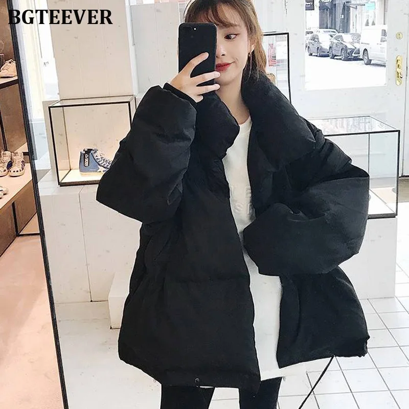 BGTEEVER/женские парки, корейское шикарное Утепленное зимнее пальто с воротником-стойкой, женские теплые пуховые парки с хлопковой подкладкой, пальто для женщин