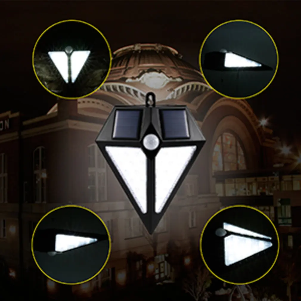 

2 pcs/set 24LED Outdoor Solar Powered Energy-saving Light Waterproof Solar Security Triangle Wall Lamp Human Motion Sensor