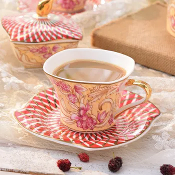

Ceramic Coffee Mugs Breakfast Milk Tea Cup With Tray Afternoon Tea Drinkware Cup Creative Kitchen Utensils Wedding Gifts 200ML