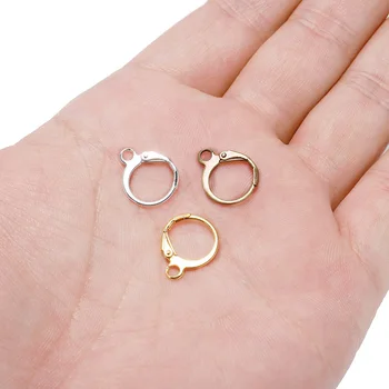 

20pcs/set 12*14mm Gold Silver French Lever Earring Hooks Wire Settings Base Hoops Earrings For DIY Jewelry Making Supplie