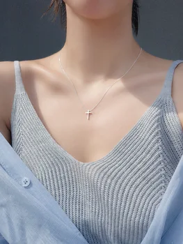 

CSHOU106 Cross cool girl simple pendant copper necklace clavicle chain