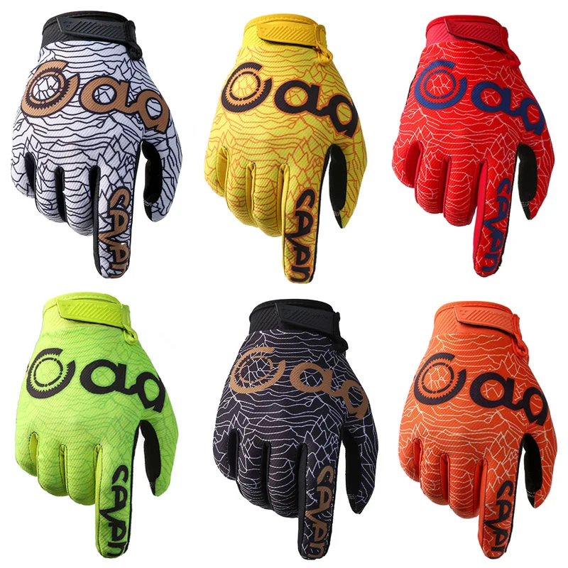 

2019 Summer Outdoor Sports Breathable Wearable Protective Gloves red and yellow Riding Glove Motorcycle Gloves Full Finger Men