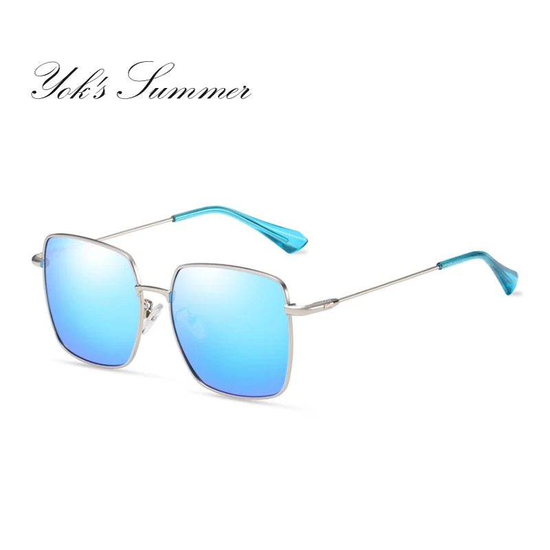C5 Silver Ice Blue YOK'S Детские квадратные поляризованные солнцезащитные очки, розовые, для девочек 4-12 лет, крутые, для мальчиков, синие, UV400 покрытие, тени, очки Gafas Grau CN1410 - Цвет линз: C5 Silver Ice Blue