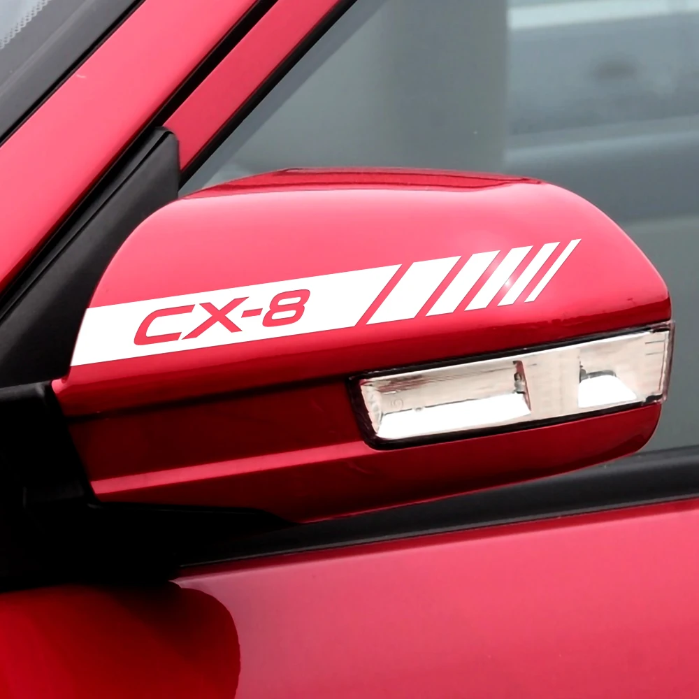 20*2CM Reflective Car Rearview Mirror Stickers 2PCS Creative Decor Decals For Mazda Axela Atenza CX-3 CX-5 CX-8 Demio MPS 3 6 MS