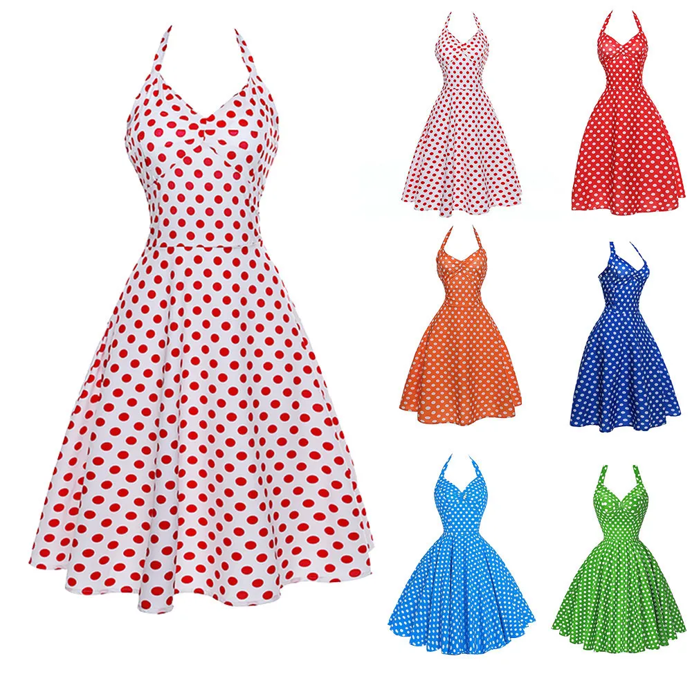 

Women Dress 2019 Vintage Sexy Bohemian Dot Tunic Beach Dress Sundress Pocket Dress Striped Female