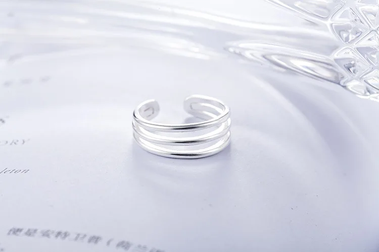DreamySky Bijoux, простой стиль, 925 пробы, Серебряная линия, кольца для женщин, подарки, большие Регулируемые кольца на палец