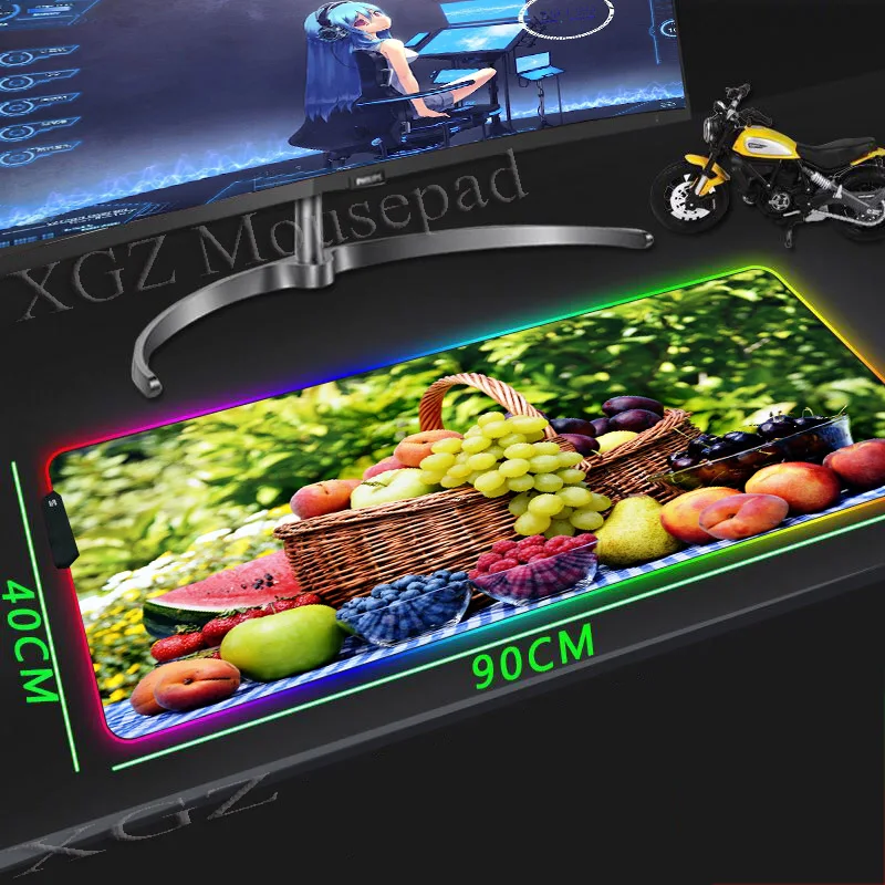 

XGZ Tempting Gourmet Fruit Large RGB Mouse Pad Lock-edge Custom Computer Stylish Dining Table Mat Rubber Slip Lol Csgo Gamer
