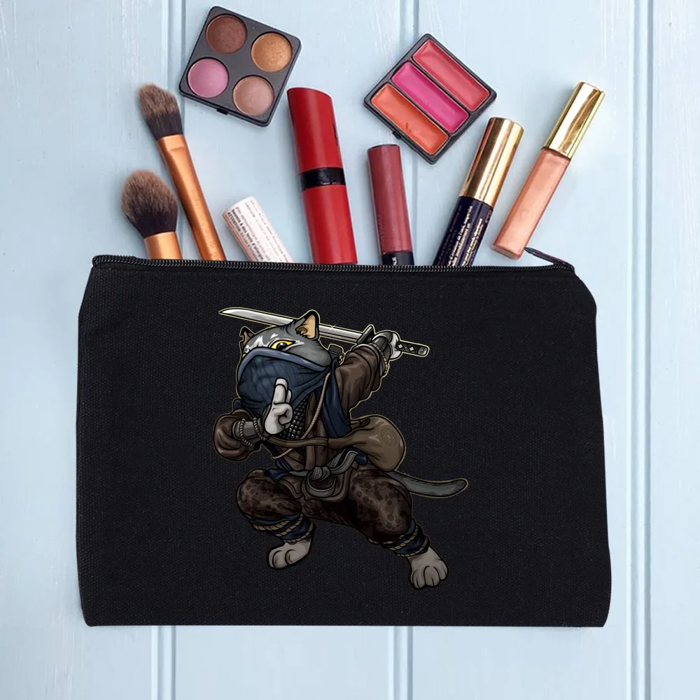 Casual Women's Cosmetic Bag Zipper Makeup Bag Female Handbags Black Pencil Cases Female Cosmetic Cases
