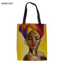 KOKO CAT Большая вместительная сумка через плечо для черных женщин художественная африканская дизайнерская сумка для покупок для девушек Женская Складная сумка-шоппер