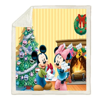

Disney Mickey Minnie Plush Fleece Blanket Adult Bed Cover Throw for Kids BedSpread Manta Sofa Bedroom Decor Christmas