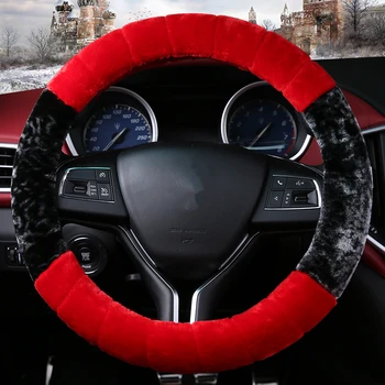 

Winter Car Steering Wheel Protective Cover Car Accessories Anti-Slip Plush Steering Wheel Cover Warm Wheel Cover For Women 38CM