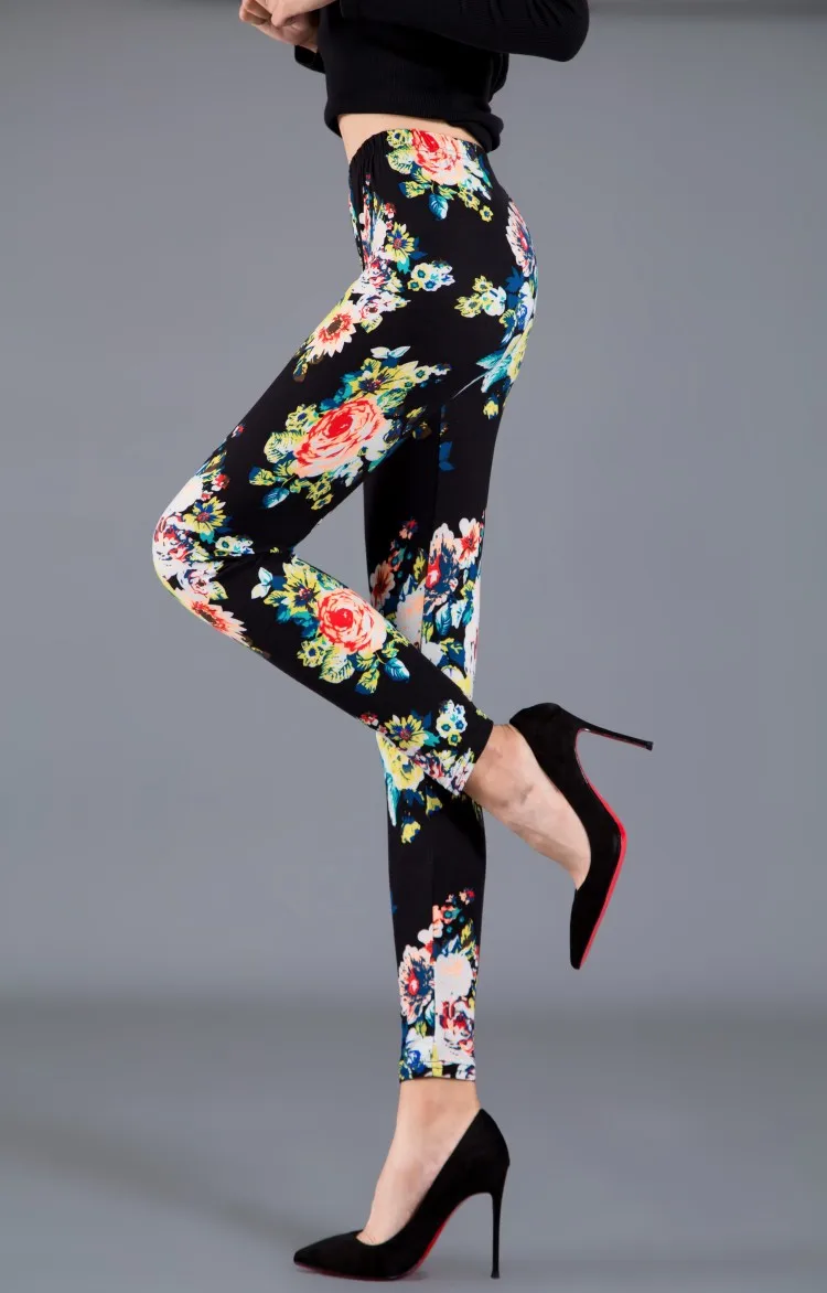 Women Floral Printed Exercise Colorful Peony flower Female Elastic Leggins High Waist Pants Push Up Trousers Fitness Leggings nvgtn leggings