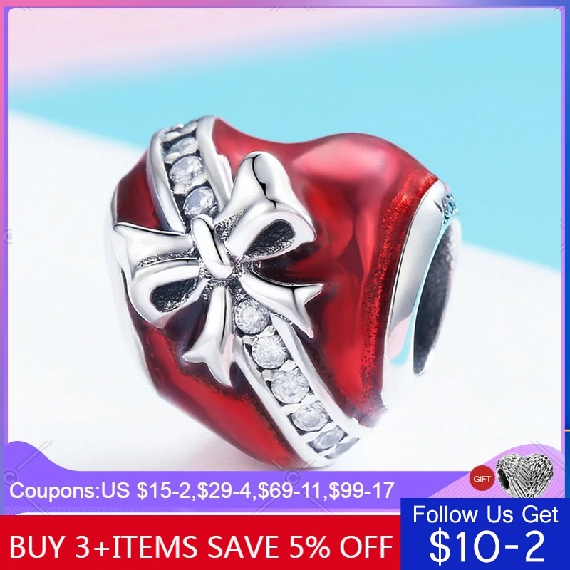 

CodeMonkey 100% 925 Sterling Silver Heart Clear CZ Beads fit Original Pandora Bracelets & Necklaces DIY Jewelry Making C741