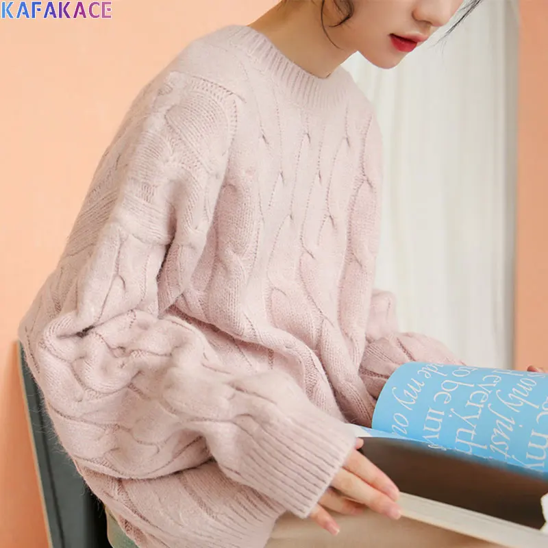 

KAFAKACE 2020 Women Sweater Winter Basic O-Neck Knitting Wool Pullover Loose Style Solid Casual Long Sleeve Colors New Sweaters