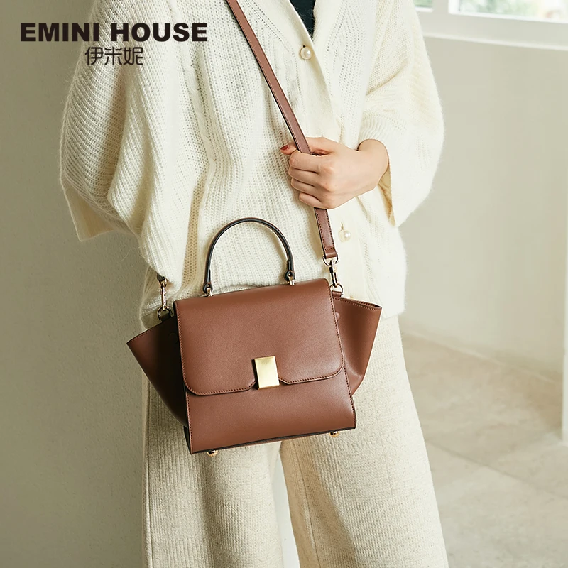 

EMINI HOUSE Padlock Trapeze Handbag Split Leather Luxury Handbags Women Bags Designer Crossbody Bags for Women Shoulder Bag