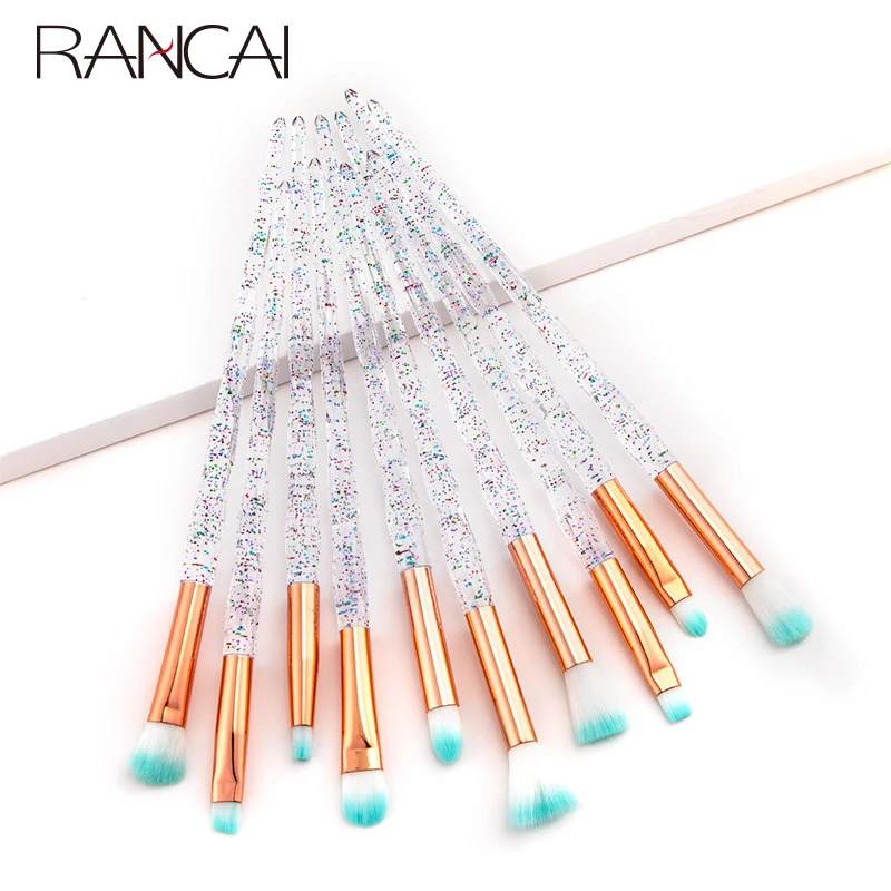 

RANCAI 10 pcs Makeup Brushes maquiagem maquillaje New Mermaid Foundation Eyebrow Eyeliner Cosmetic makeup Brushes Complete Kit