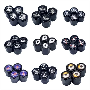 

4pcs BLACK Aluminum Wheel Tire Valve Caps for VW Mitsubishi lada benz saab audi toyota Hyundai Chevrolet Ssangyong Focus Opel