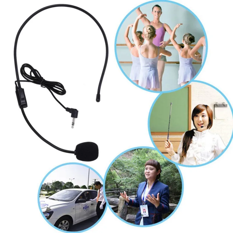 

Mini Portable Microphone Headset 3.5mm Jack Wire for Loudspeaker Lectures Speech