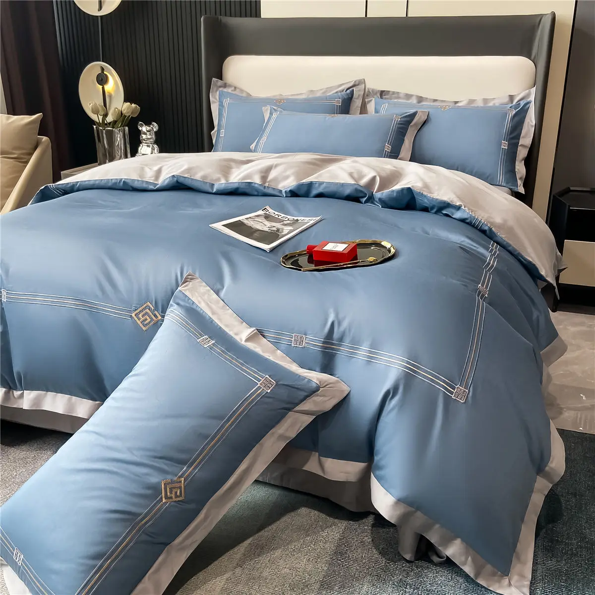 OLOEY Bedding set Egyptian cotton 100S Phnom Penh duvet cover flat sheet pillowcases Soft bed sets Embroidery