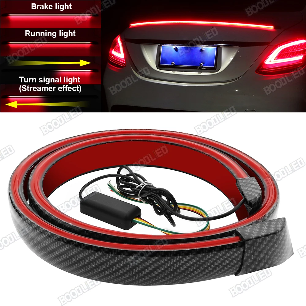 

130cm Flexible Car Tail Light LED Strip Kits Rear Cover Red Brake Stop Turn Signal Running Lamp Waterproof DC12V.