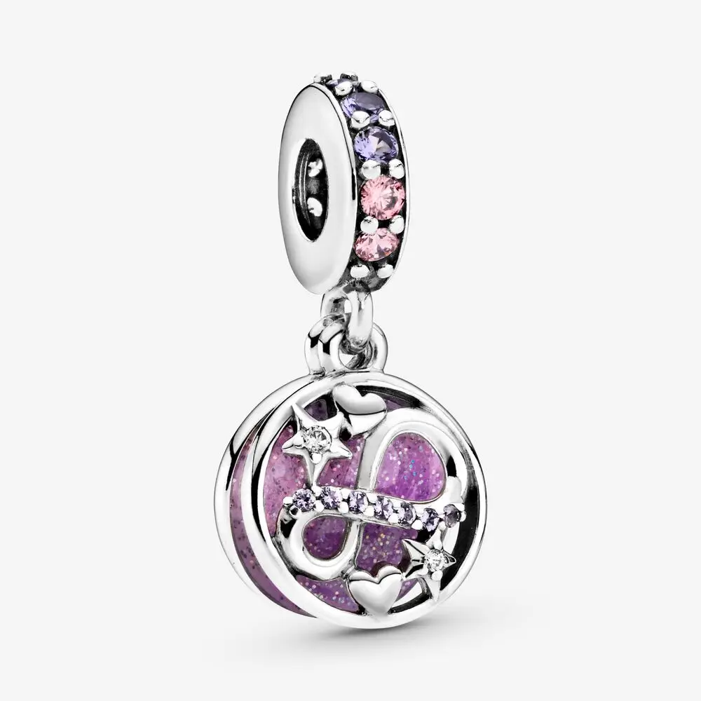 

Glittering Infinity Hearts & Stars Charm Fits Pandora Bracelet 925 Sterling Silver Metal Beads for Jewelry Making Free Shipping