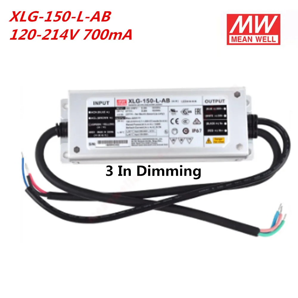 Светодиодная лампа MEAN WELL XLG-150 12 В 24 27-56 в 150 мА IP67 Вт Регулируемый источник питания |