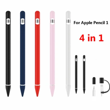 

4 in 1 Soft Silicone Protective Pouch Cap Holder Nib Cover Sleeve Case For Apple Pencil Case For iPad Tablet Touch Pencil Kits