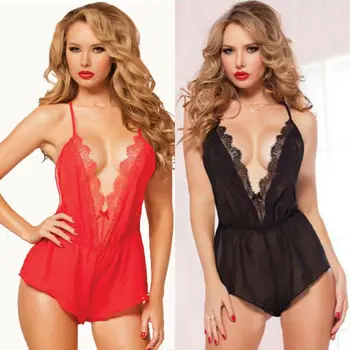 

Women 2020 Summer Chic Floral Lace Backless Onesize Bodysuits Sleepwear Nightwear Lingerie Babydoll Sexy Sleeping Outfits
