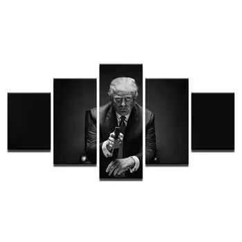 

Canvas HD Printed Paintings Home Decor 5 Pieces Donald Trump Posters Modular Black and White Pictures for Living Room Wall Art