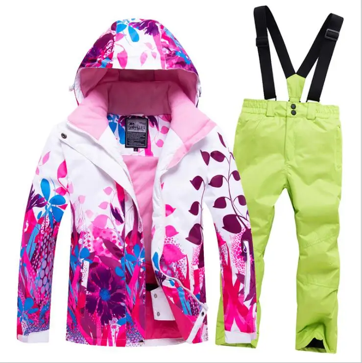 Детский лыжный костюм куртка для катания на лыжах для девочек ветрозащитная водонепроницаемая верхняя спортивная одежда для сноуборда брюки супер теплые Новые